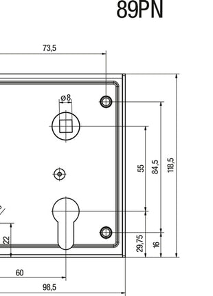 BEVER Universal-Kastenschloss 89 BK / PK DIN links / rechts PZ ( 3000251631 )