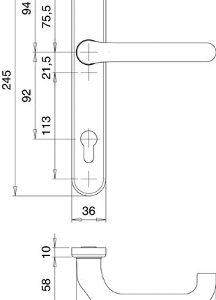 EDI Garniture de porte profilée Kronos 1300/0035 acier inoxydable EST ( 3000200033 )