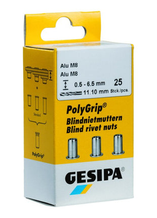 GESIPA Écrou à river PolyGrip® tige de rivet D. x l. 11 x 20 mm M8 ( 4000813824 )