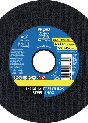 Disco de corte PFERD START STEELOX D125x1,6mm recto (4000844216)