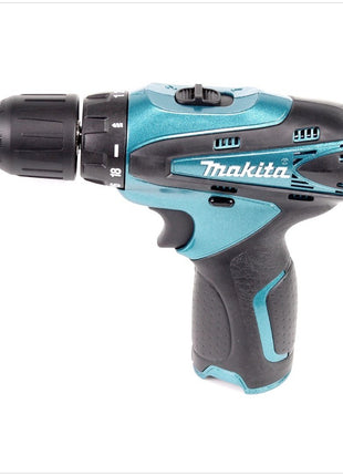 Makita DF 330 DSP1A 10,8 V Akku Bohrschrauber Set mit 2 x 1,3Ah Akku + Ladegerät + Koffer + Behälter für Zubehör + Holstertasche - Toolbrothers