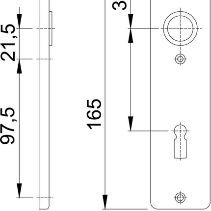 HOPPE coppia piastra posteriore corta 202KP alluminio F1 ( 3000252137 )