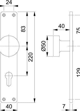 HOPPE Knopflangschild 54/202 Aluminium F1 72 mm ( 3000252037 )