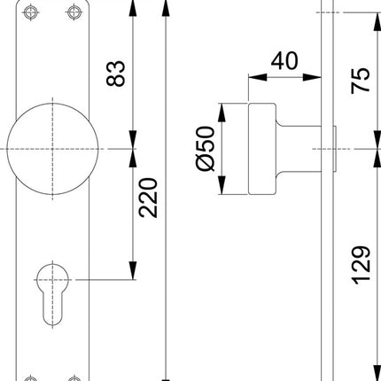 HOPPE Knopflangschild 54/202 Aluminium F1 72 mm ( 3000252037 )