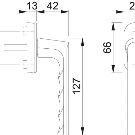HOPPE Fenstergriff Hamburg 0700L/U26 Aluminium F9016 verkehrsweiß ( 3000203153 )