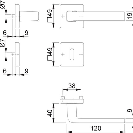 HOPPE Rosettengarnitur Dublin 1124 / 843KV/843KVS Aluminium F249 ( 3000203138 )
