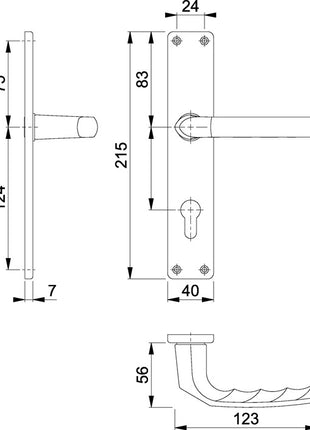 HOPPE jeu de boucliers longs Birmingham 1117/202SP aluminium F1 (3000252986)