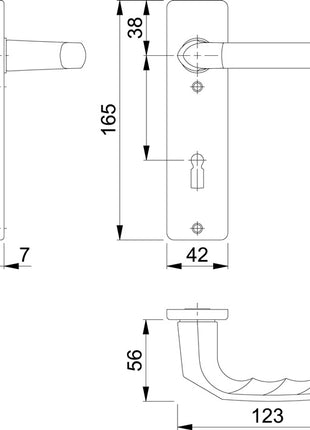 HOPPE Kurzschildgarnitur Birmingham 1117/202KP Aluminium F1 ( 3000252946 )