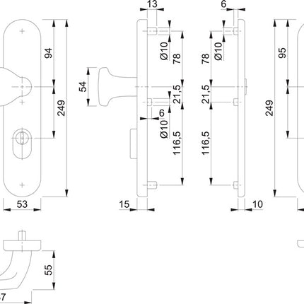 HOPPE Mobili di sicurezza E86G/3332ZA/3310 Acciaio inox F69 ( 3000209780 )
