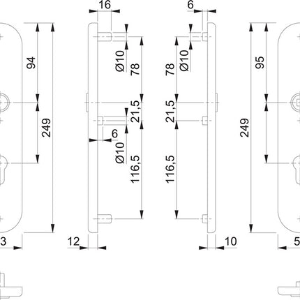 HOPPE Langschildpaar E3331/3310 matt F69 ( 3000209800 )