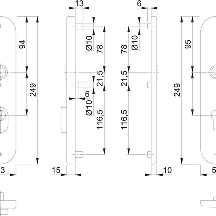 HOPPE coppia di piastre lunghe E3332ZA/3310 opaco F69 ( 3000209804 )