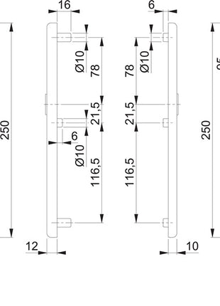 HOPPE Paire de plaques longues E3331/3310 F1 / couleur argent F1 ( 3000209803 )