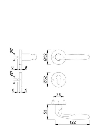 HOPPE Rosettengarnitur Verona M151/42KV/42KVS Messing F71 ( 3000253733 )