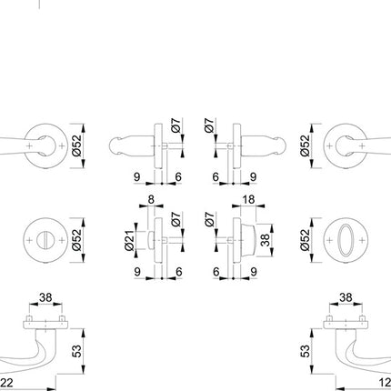 HOPPE Rosettengarnitur Verona M151/42KV/42KVS Messing F71 ( 3000253734 )