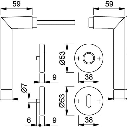 HOPPE Türdrückerpaar Amsterdam 1400 Aluminium F1 ( 3000252095 )
