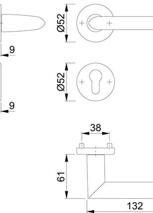 HOPPE Rosettengarnitur Stockholm 1140/42KV/42KVS Aluminium F1 ( 3000252244 )