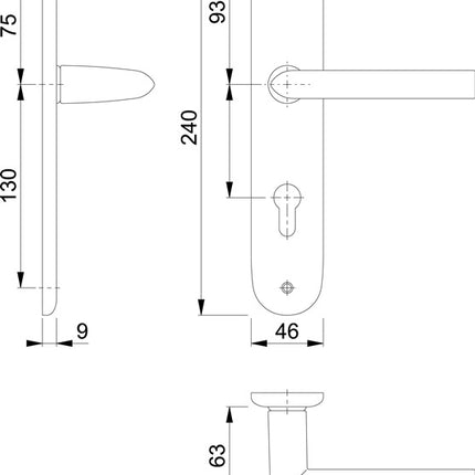 HOPPE set di rosette lunghe Stockholm 1140/273P Alluminio F1 ( 3000252599 )