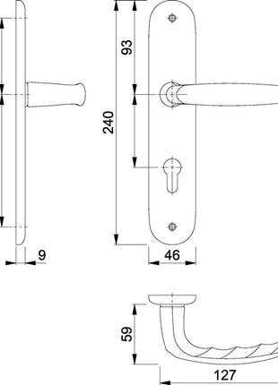 HOPPE Langschildgarnitur Atlanta 1530/273P Aluminium F1 ( 3000252582 )