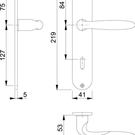 HOPPE set di piastre lunghe Verona M151/302 ottone F71 ( 3000252651 )