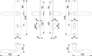 HOPPE Langschildgarnitur Verona M151/302 Messing F49-R ( 3000252674 )