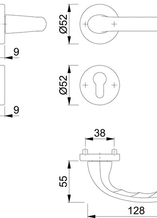 Juego de rosetas HOPPE Tôkyô 1710 / 42KV / 42KVS aluminio F1 (3000252592)