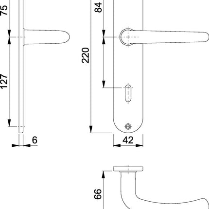 HOPPE Langschildgarnitur Denver E1310Z/302 Edelstahl F69 ( 3000252626 )