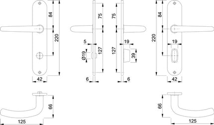 HOPPE Langschildgarnitur Denver E1310Z/302 Edelstahl F69 ( 3000252654 )