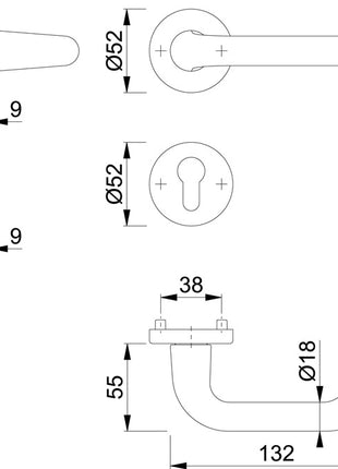 HOPPE Garniture à rosette Paris 138L/42KV/42KVS aluminium F1 ( 3000203809 )