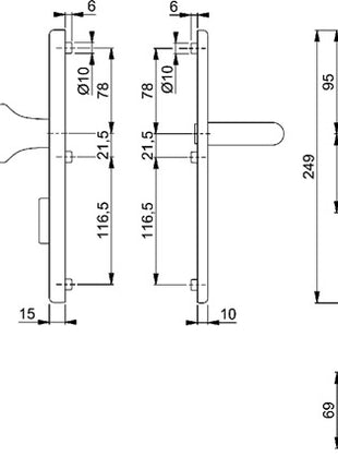 HOPPE Feuerschutzgarnitur Paris FS-E86G/3332ZA/3310/138F Edelstahl F69 D/K ( 3000220047 )