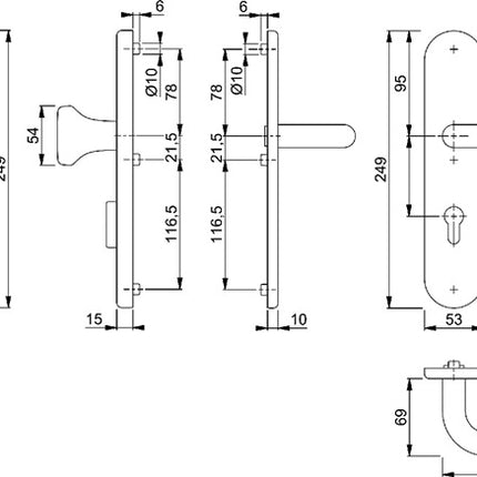Set di protezione antincendio HOPPE Paris FS-E86G/3331/3310/138F acciaio inox F69 D/K ( 3000220048 )