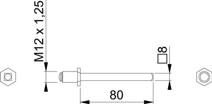 HOPPE mandrino quadro FDW mandrino pieno/mandrino rapido quadro 8 x 80 mm ( 3311003024 )