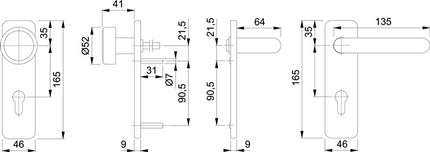 HOPPE Set di protezione antincendio Paris FS-K58 / 202K / 138 Plastica F9005M D/K ( 3000251117 )