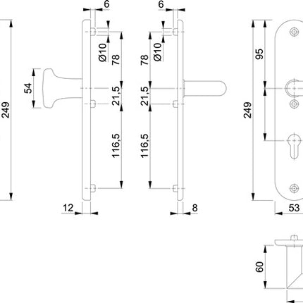 HOPPE Mobili di sicurezza Utrecht E86G/3331A/3440/1444Z Acciaio inox F69 ( 3000220009 )