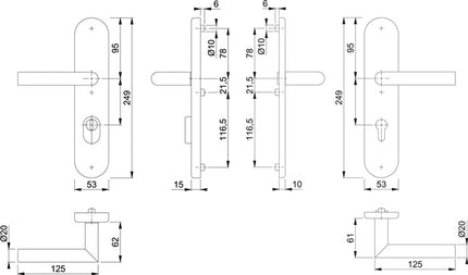 HOPPE Feuerschutzgarnitur Amsterdam FS-E1400F/3332ZA/33310 Edelstahl F69 D/D ( 3000220045 )