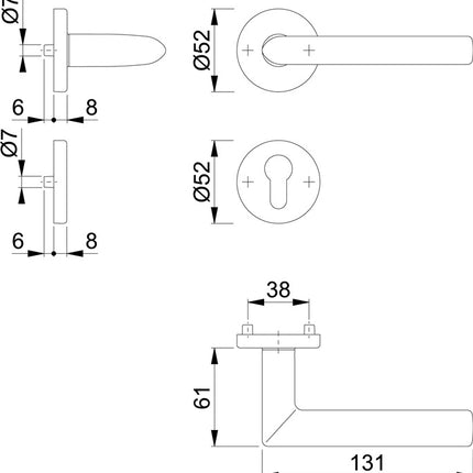 HOPPE Set di rosette Stockholm E1140Z/42KV/42KVS Acciaio inox F69 ( 3000252114 )