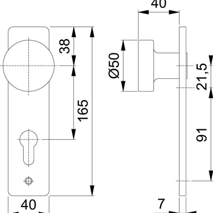 HOPPE Knopfkurzschild 58/202K Aluminium F1 ( 3000252051 )