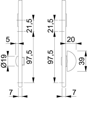 HOPPE Kurzschildpaar 202KP Aluminium F1 ( 3000252021 )