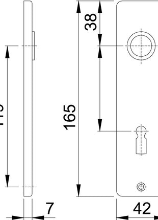 Para krótkich płyt tylnych HOPPE 202KP/AP aluminium F2 ( 3000252140 )