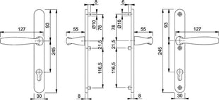 HOPPE Profil-Garnitur New York 1810/3346 Aluminium F1 ( 3000203616 )