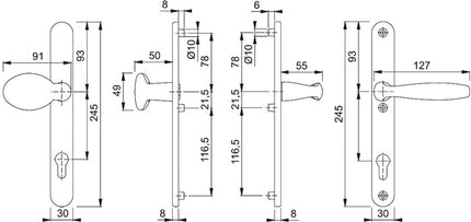 HOPPE Profiltürgarnitur New York 76G/3346/1810 Aluminium F1 ( 3000203624 )