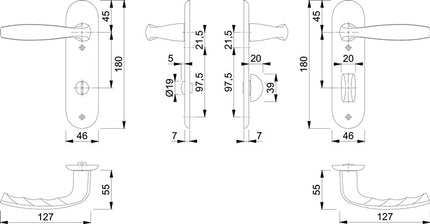 HOPPE set di rosette corte New York 1810/273KP Alluminio F1 ( 3000203556 )