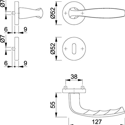 HOPPE Rosettengarnitur New York 1810/42KV/42KVS Aluminium F1 ( 3000203558 )