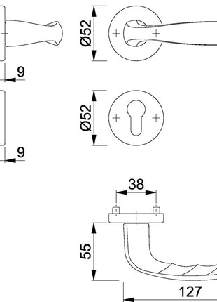 HOPPE jeu de rosaces New York 1810/42KV/42KVS aluminium F1 (3000203559)