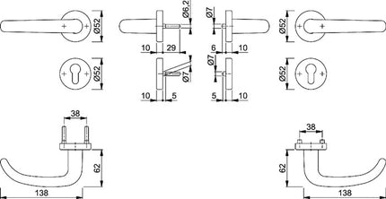 HOPPE Set di protezione antincendio San Francisco FS-E1301/42H/42HS Acciaio inox F69 D/D ( 3000202089 )