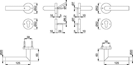 HOPPE set antincendio Amsterdam FS-E58/42H/42HS/1400 acciaio inox F69 D/K ( 3000203123 )