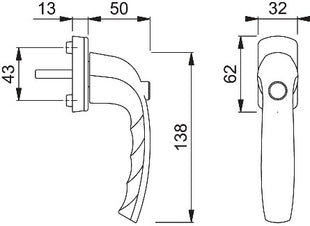 Klamka okienna HOPPE New York 0810SV/U10 aluminium F9 / kolor stalowy ( 3000203687 )