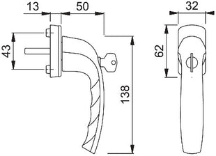 Klamka okienna HOPPE New York 0810SVS/U10 aluminium F9 / kolor stalowy ( 3000203580 )