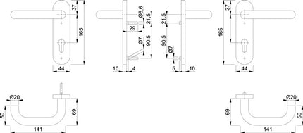 HOPPE Feuerschutzgarnitur Paris FS-E138/353KH Edelstahl F69 D/D ( 3000203111 )