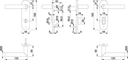 HOPPE Kurzschildgarnitur Amsterdam E1400Z/353K Edelstahl F69 ( 3000203006 )