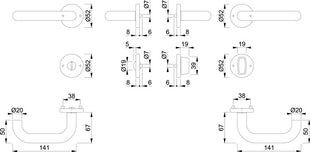 HOPPE Zestaw rozet Paris E138Z/42KV/42KVS Stal nierdzewna F69 ( 3000203010 )